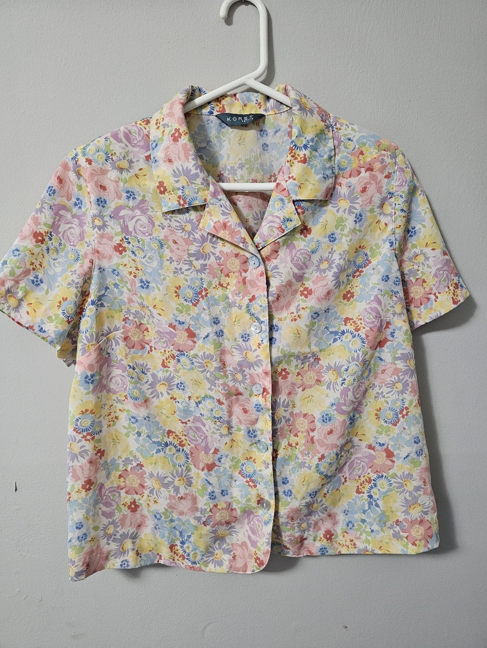 Koret Pastel Spring Floral Button-down Blouse